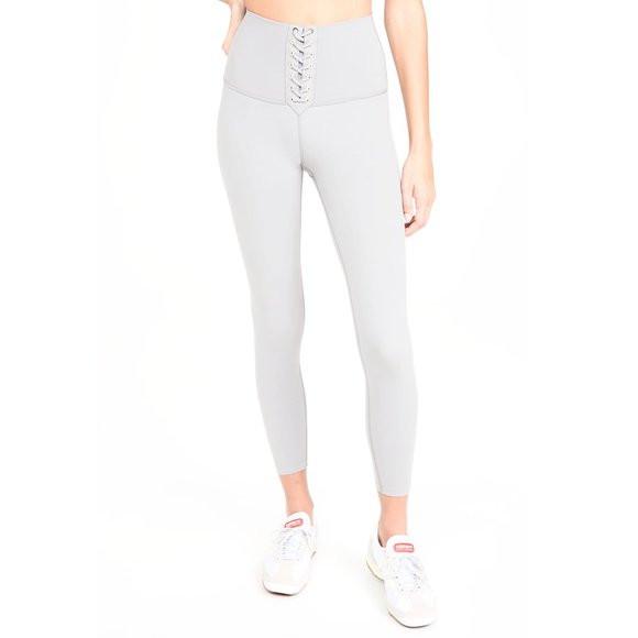 WeWoreWhat Corset Lace Up Light Grey Ankle Length 7/8 Leggings - Picture 2 of 8